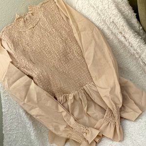 Mock Neck, Bell Sleeve, Peplum Top